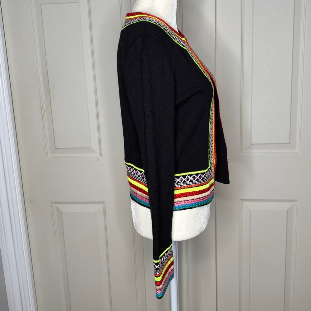 ALICE+OLIVIA Round Neck Meemee Embroidered Open Front Cropped Cardigan S/P A33 - Picture 6 of 11